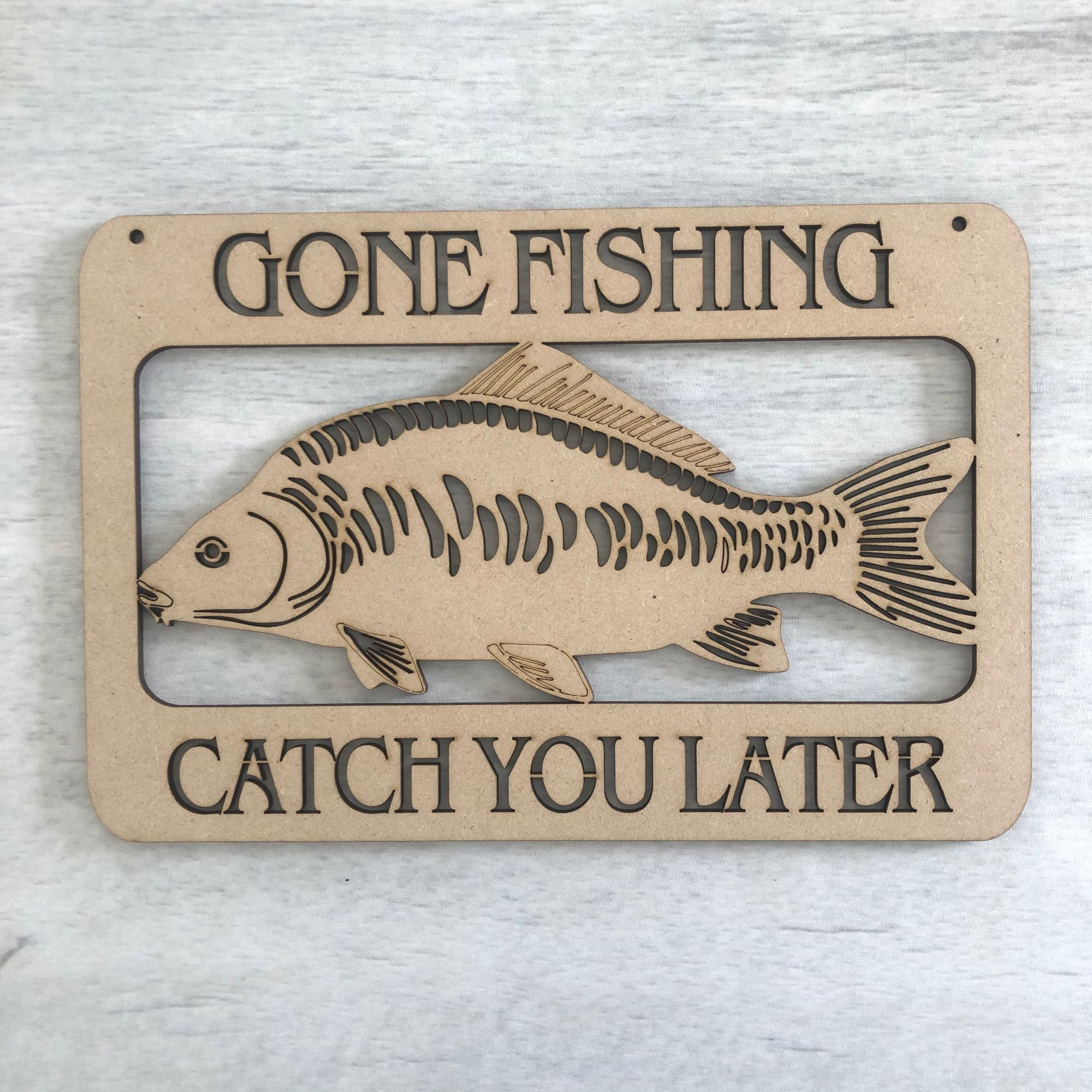 Base MDF - Gone Fishing door plaque