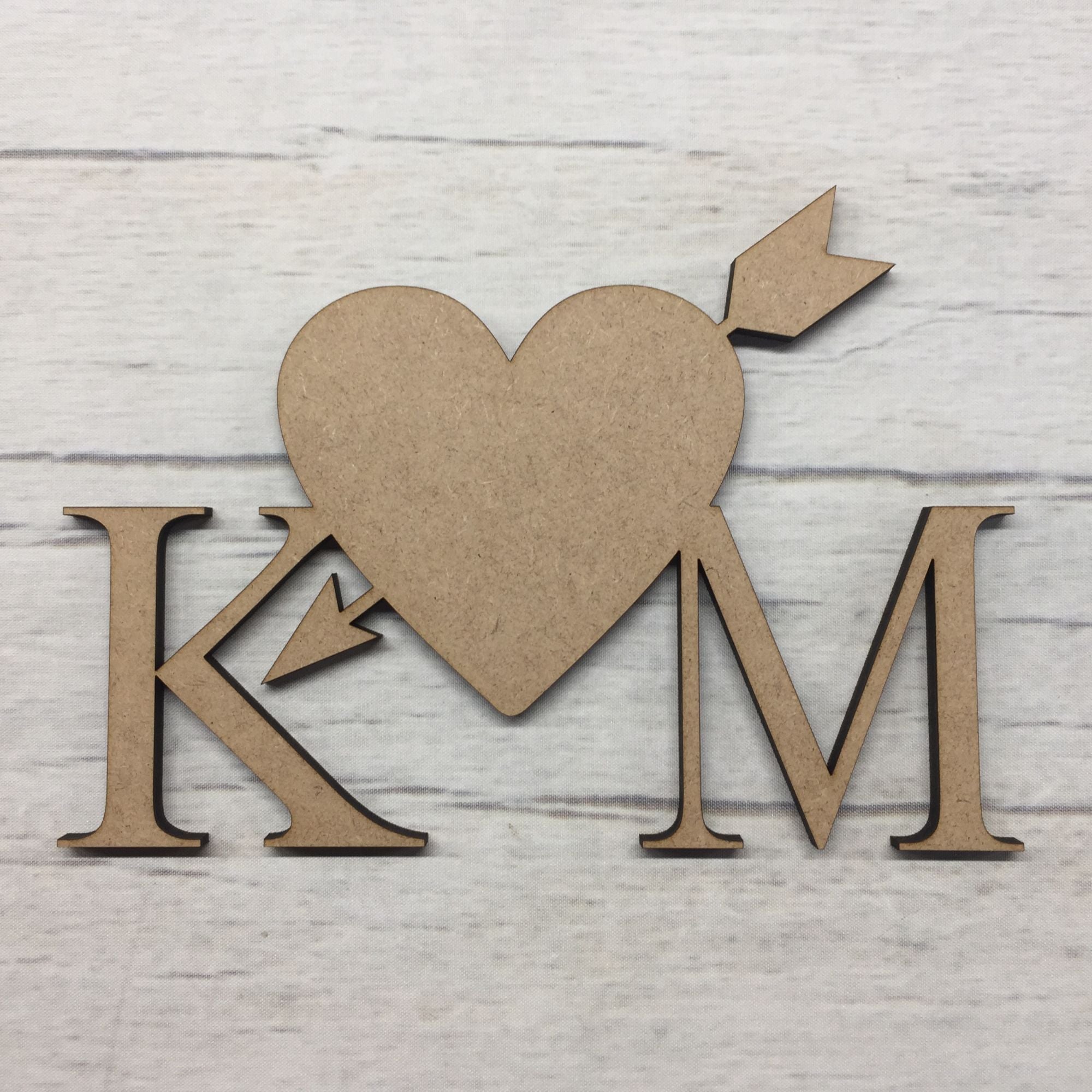 Base MDF - Heart and Arrow - Personalised Initials