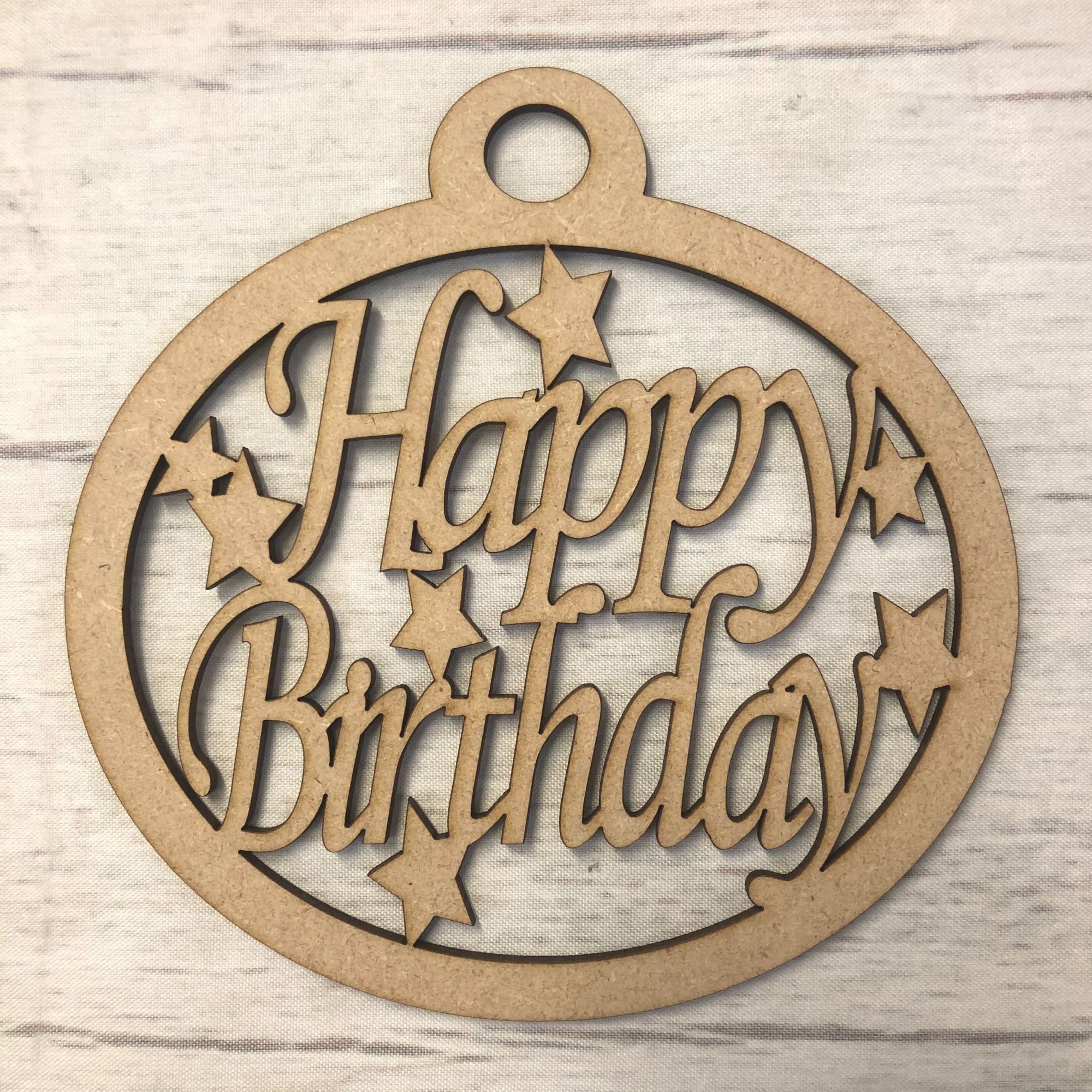 Base MDF - Happy Birthday' craft hanger