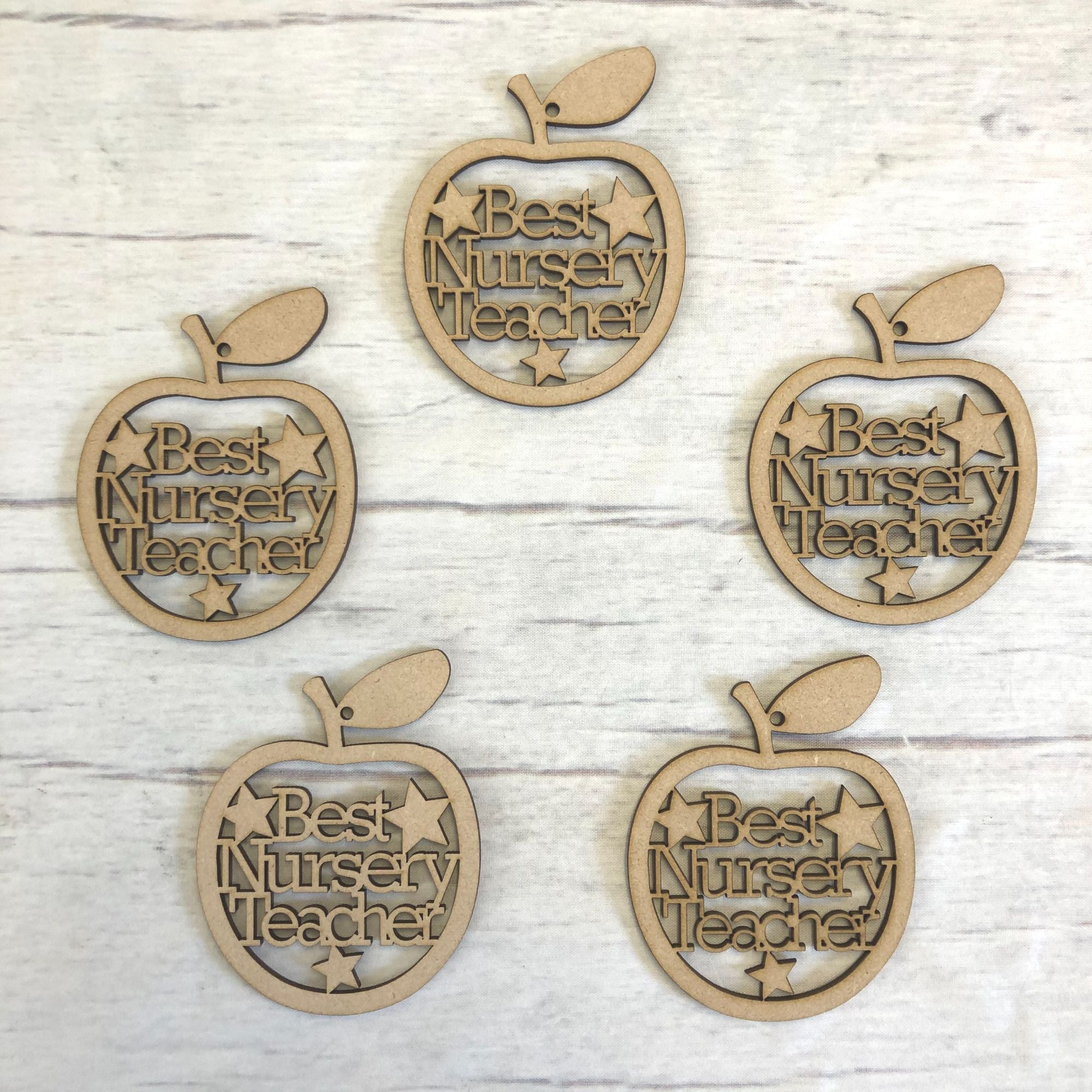 Base MDF - Best Nursery Teacher apple hangers - set of 5