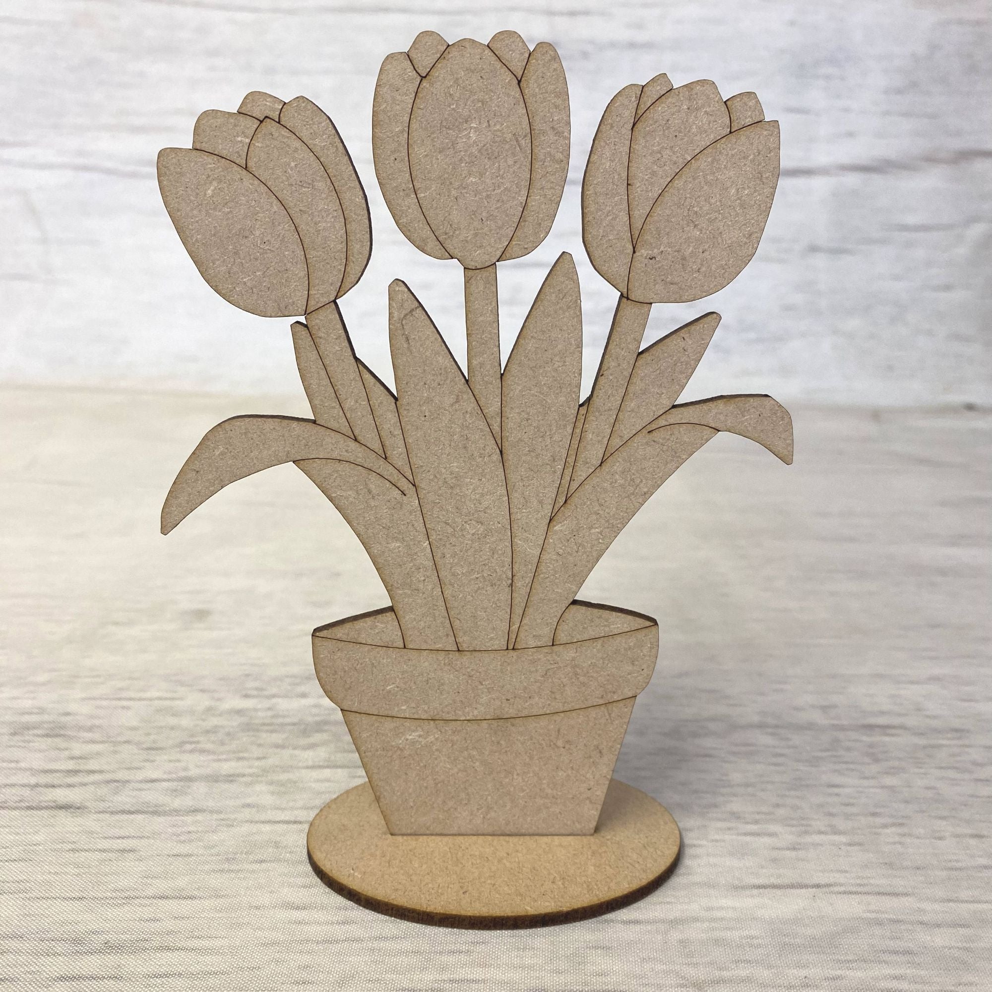 Base MDF - Tulip in Pot with Stand - Engraved