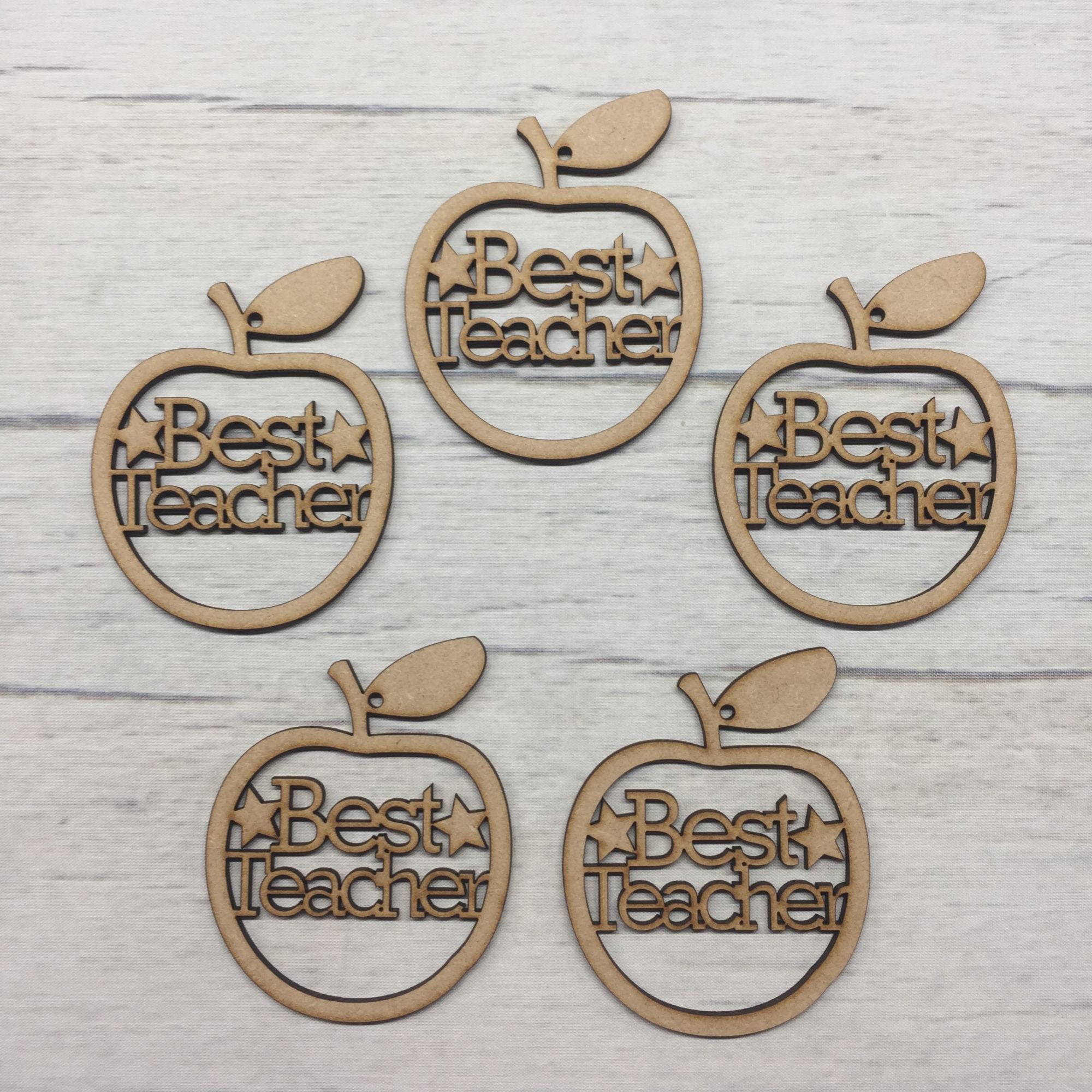 Base MDF - Best Teacher' apple hangers - set of 5