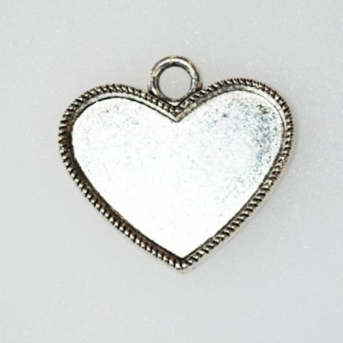 Base Jewellery Blanks - Heart Pendant [Silver Toned]