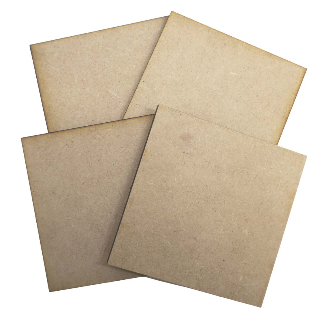 Base MDF - Square Coasters 10cm: Pack of 4