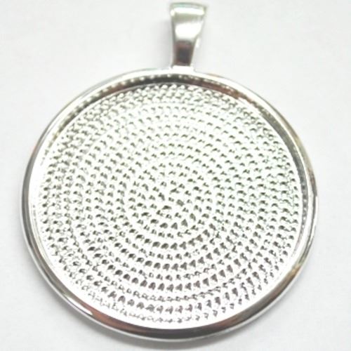 Base Jewellery Blanks - Medium Round Pendant [Silver Plated]
