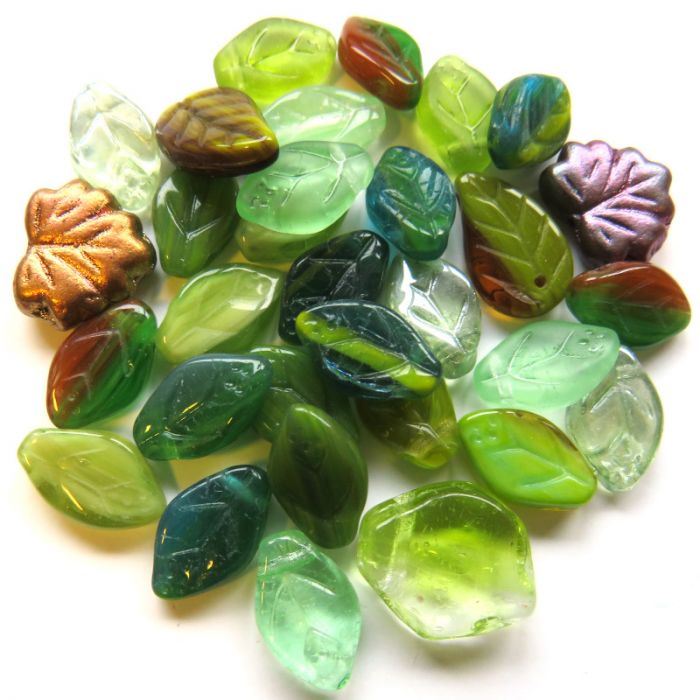 Glass Charms - Leaf - Spring Mix