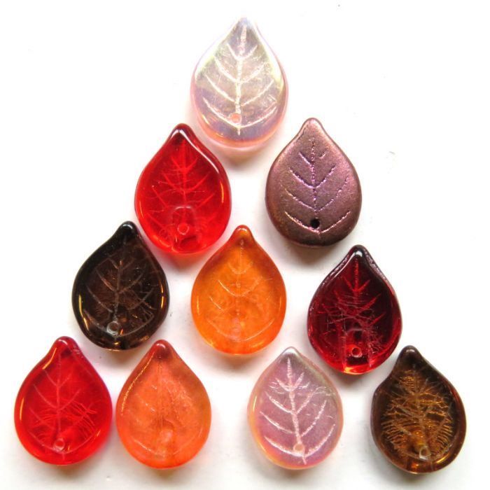 Glass Charms - Leaf - Mars Mix