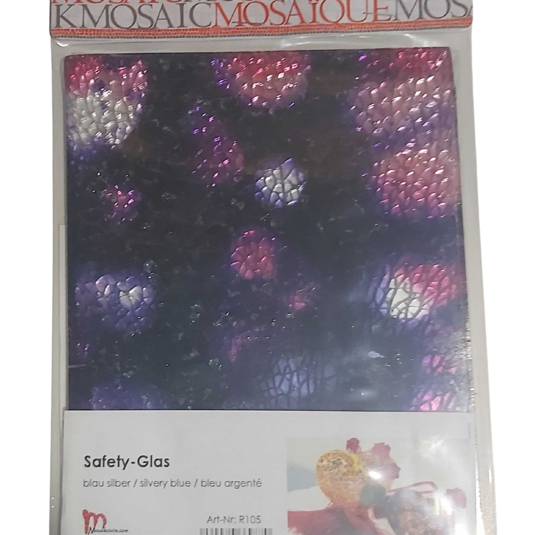 Safety Glass - R105 Blue-Silver - Sheet (see description for colour info)