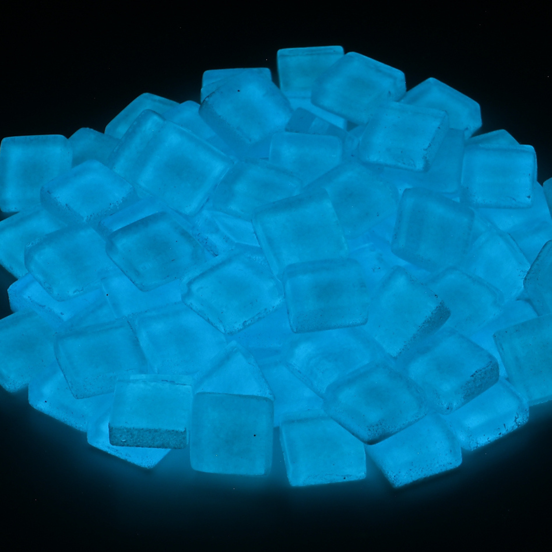 Soft Glass Squares - Blue Glow In The Dark