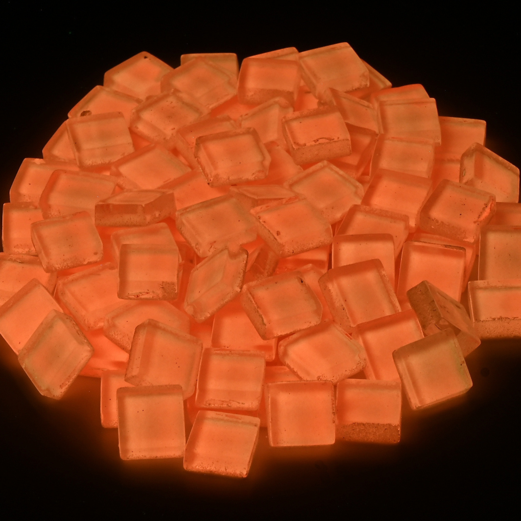 Soft Glass Squares - Orange Glow In The Dark