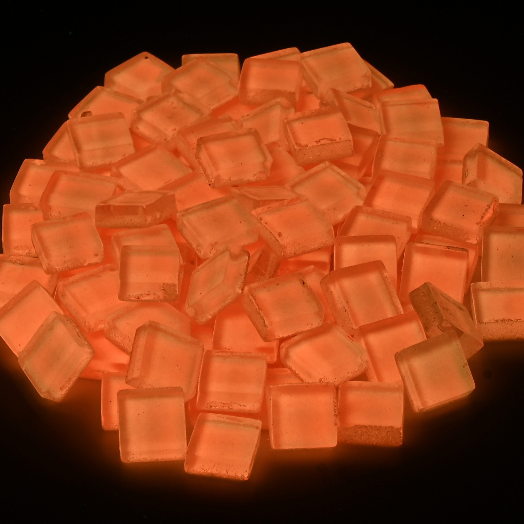 Soft Glass Squares - Orange Glow In The Dark - DISCONTINUED