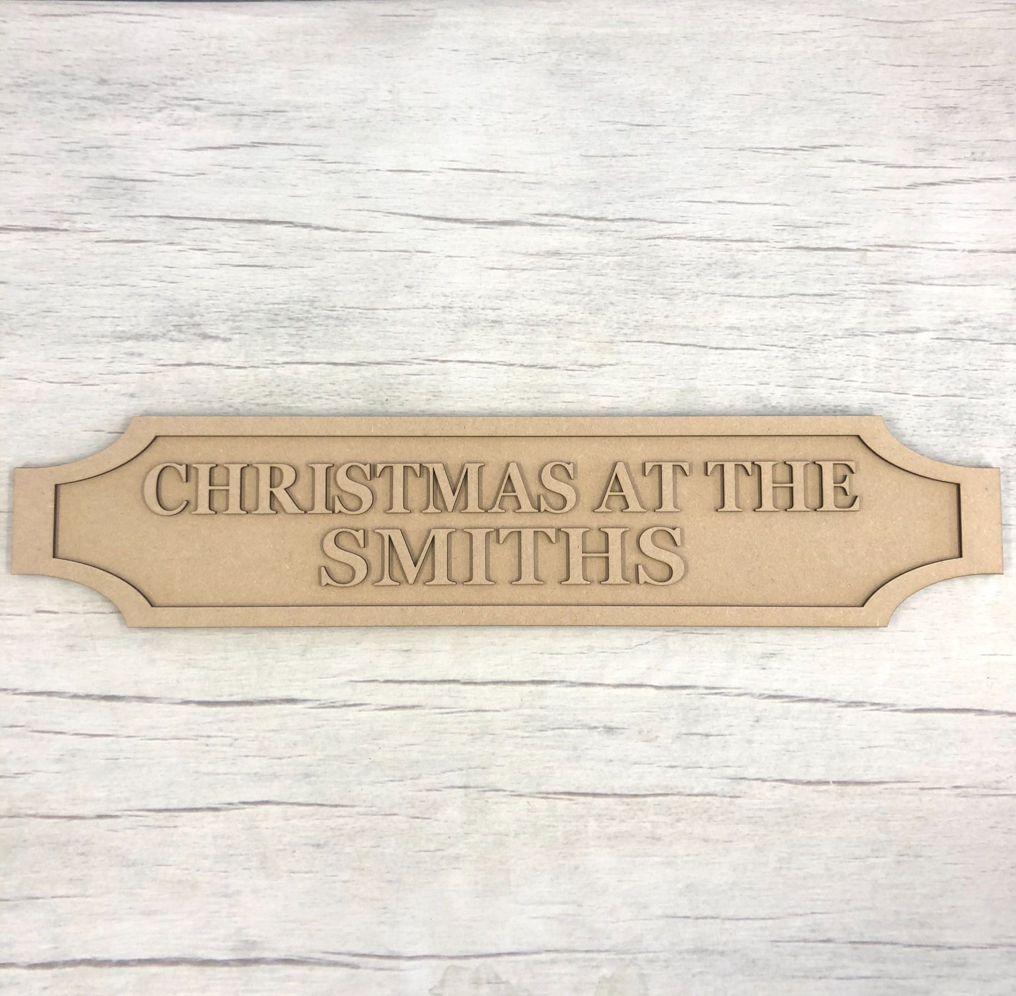 Base MDF - Christmas railway road sign plaque - customised