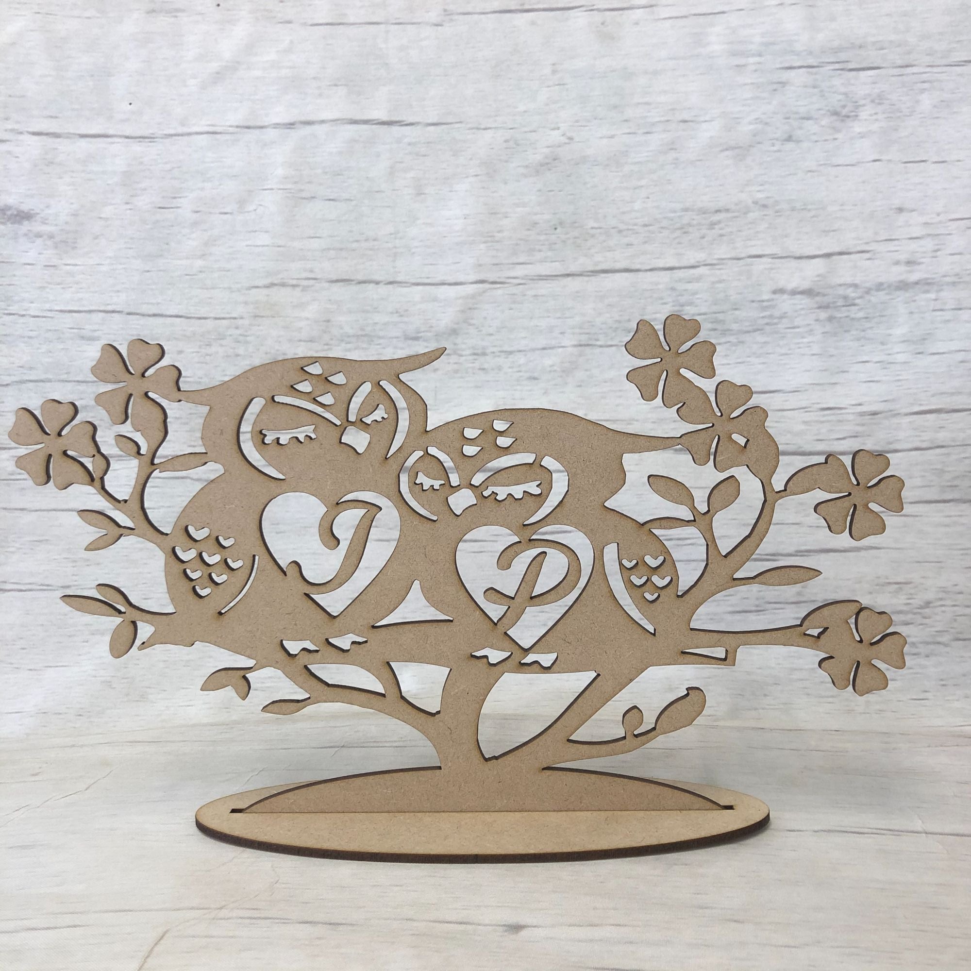 Base MDF - Wedding Valentines Owl table decoration  - Personalised