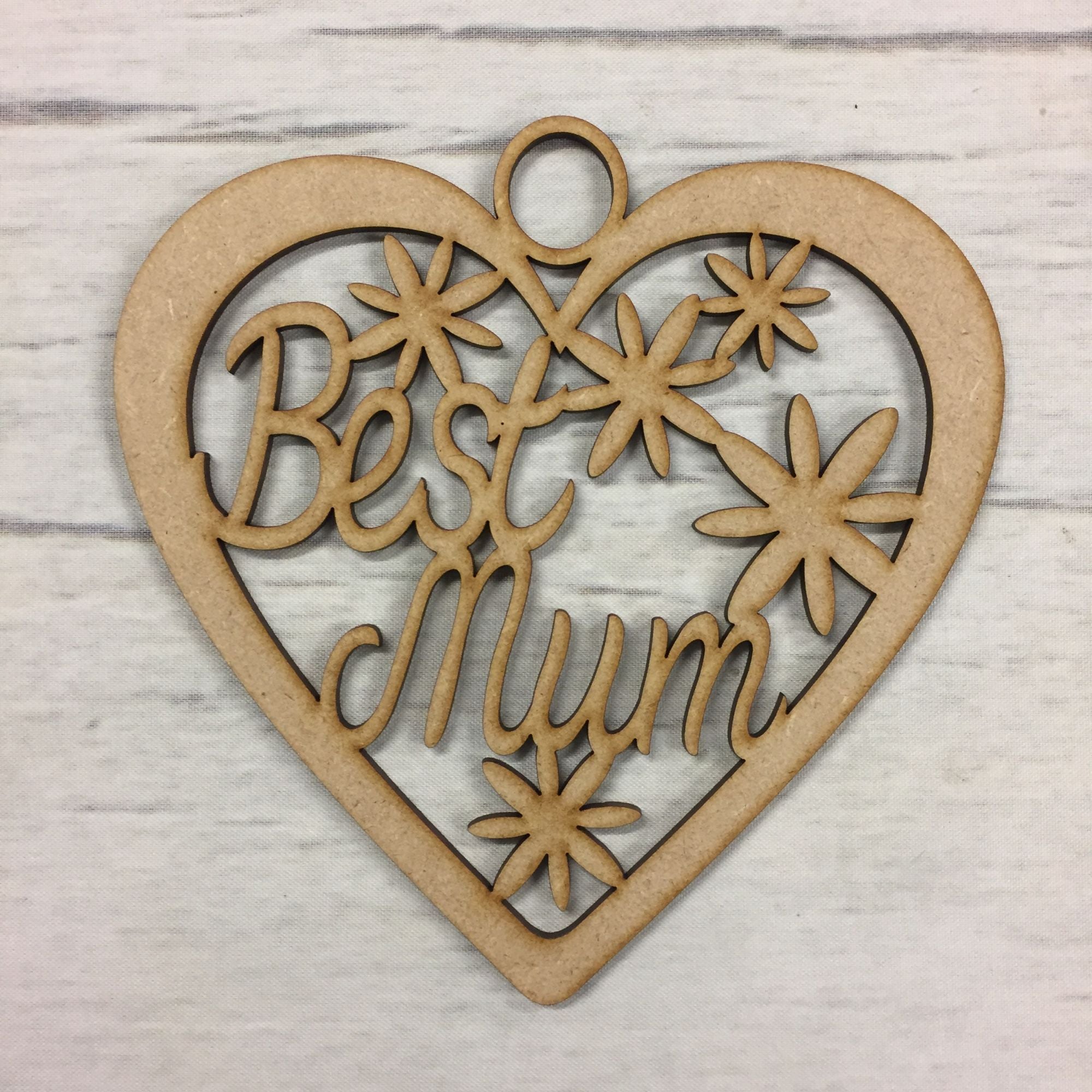 Base MDF - Hanging heart - 'Best mum'