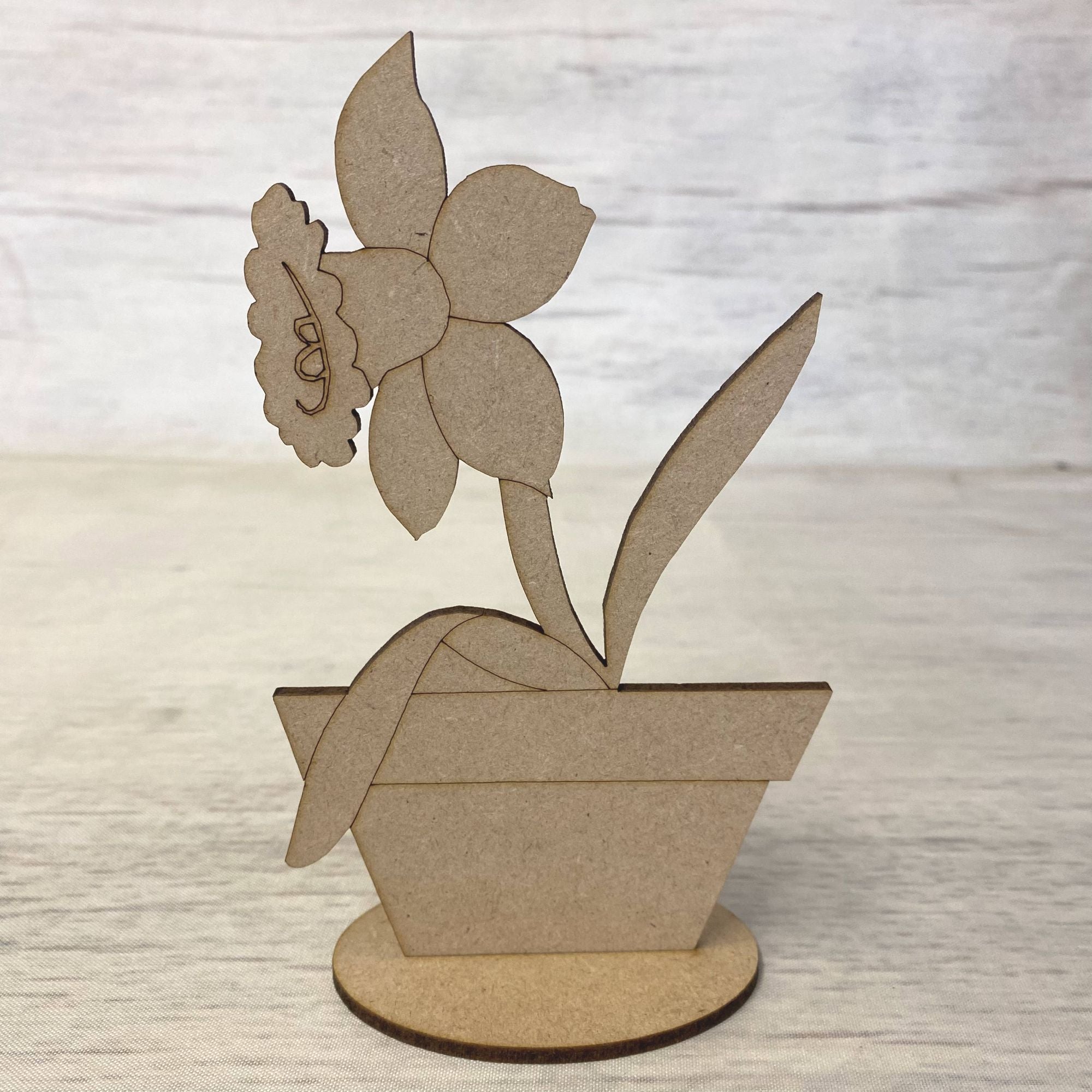 Base MDF - Daffodil in Pot with Stand - Engraved