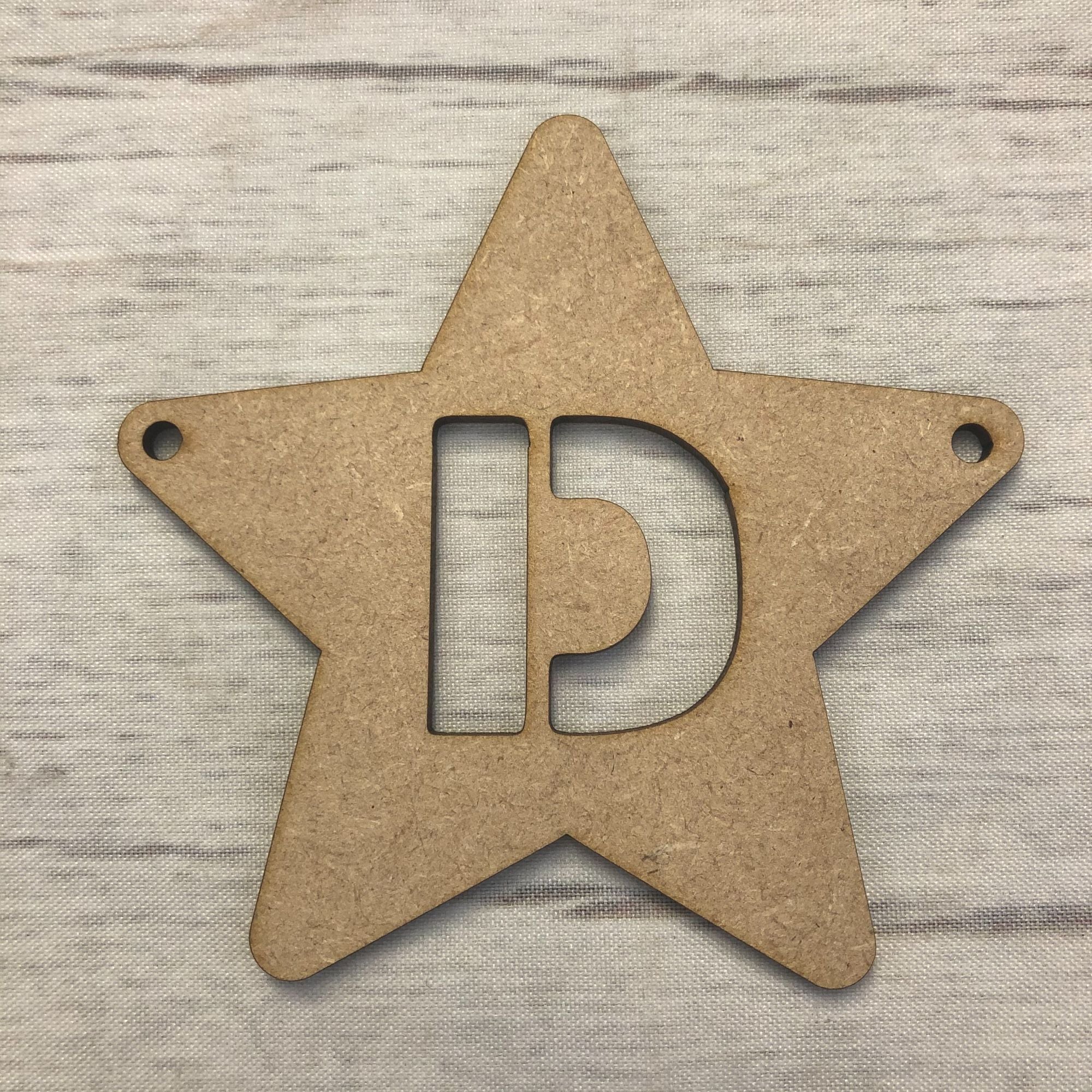 Base MDF - Bunting - Rounded Star with Letter Cutout