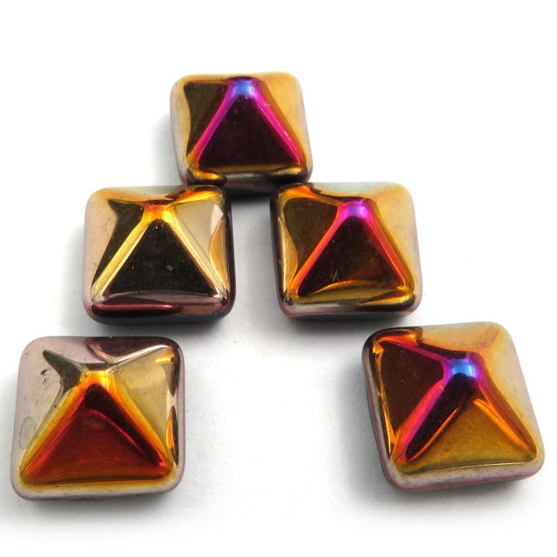 Glass Charms - Pyramid - Black Electric - Set of 5