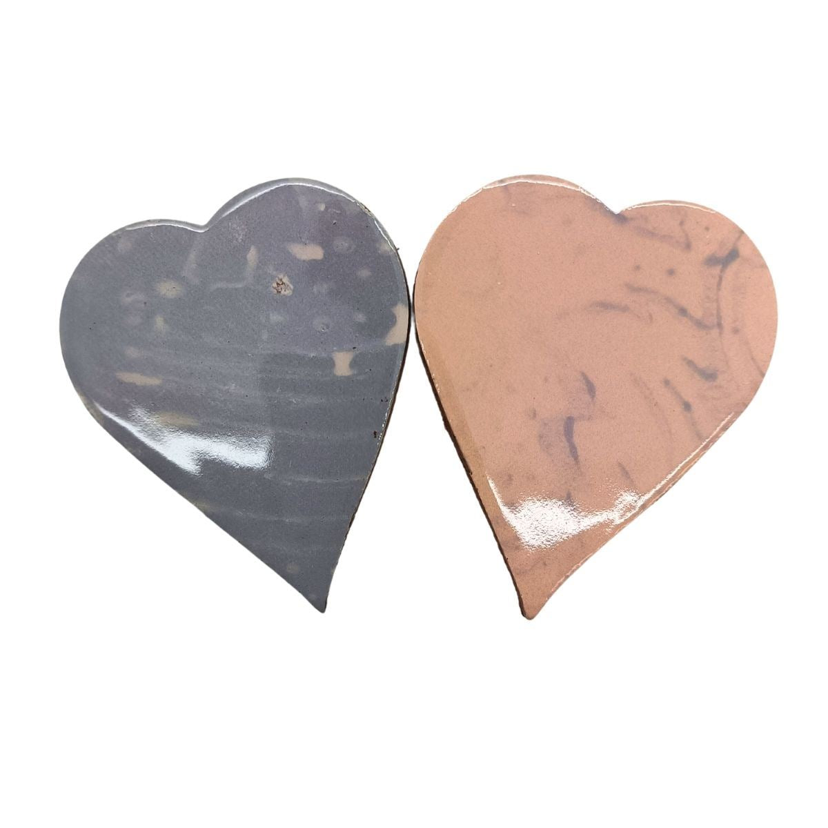 Handmade Shapes - Blush glazed large Hearts: Pack of 2