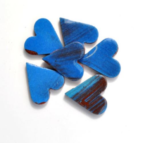 Handmade Shapes - Blue Glazed Medium Hearts: Pack of 5